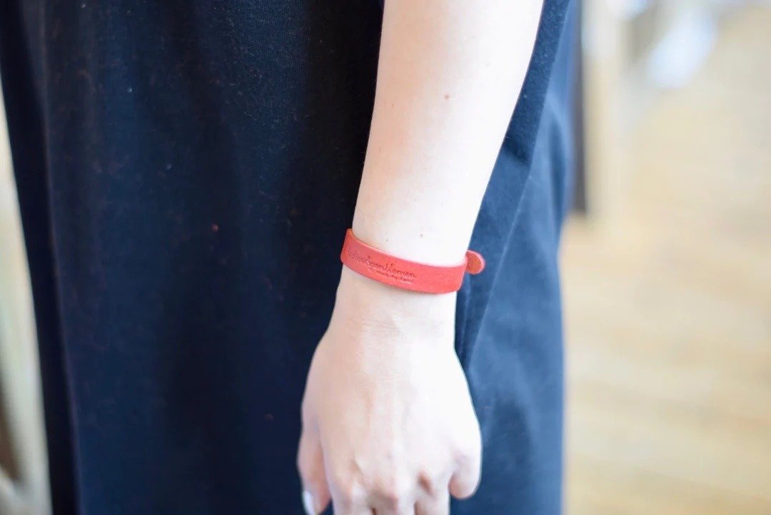 Bracelet S size leather Italian leather leather gift present - 手链/手环 - 真皮 橘色