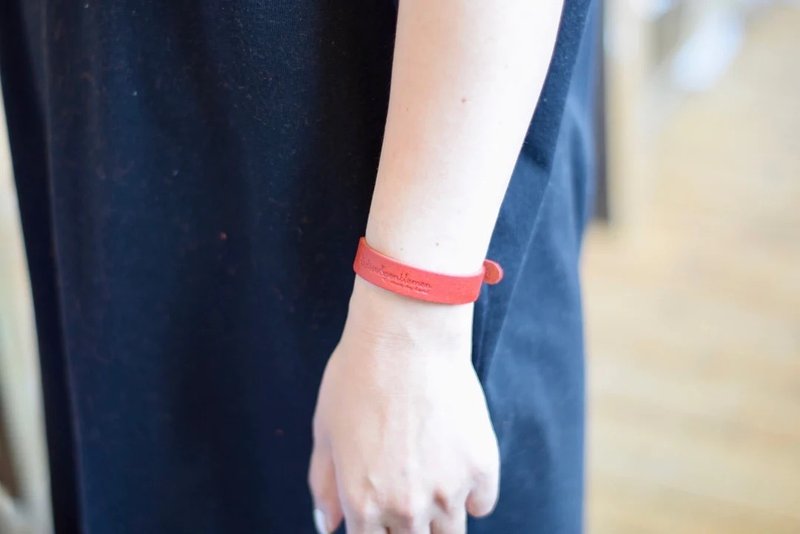 Bracelet S size leather Italian leather leather gift present - 手链/手环 - 真皮 橘色