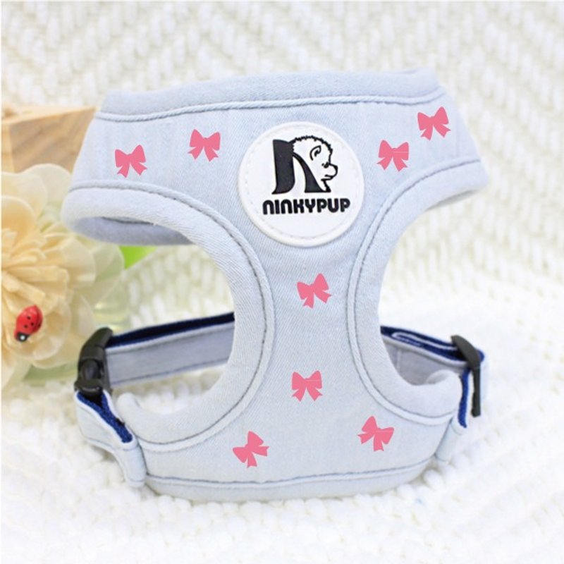 NINKYPUP反光宠物胸背牵绳组 浪漫可爱 优雅蝴蝶结(甜心粉) - 项圈/牵绳 - 棉．麻 多色