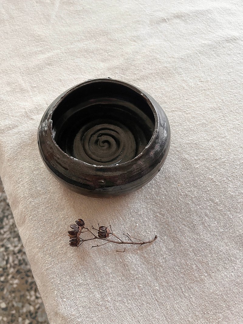 凹凸 水方 茶席  | 陶器皿 - 茶具/茶杯 - 陶 黑色