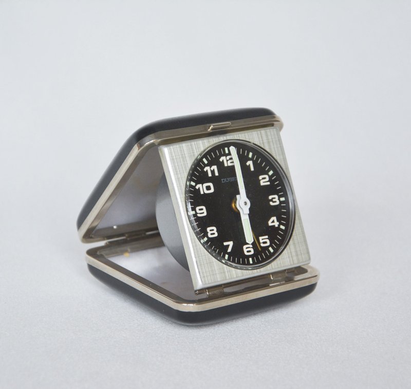 早期德国旧货 携带式发条闹钟 - 时钟/闹钟 - 其他金属 黑色