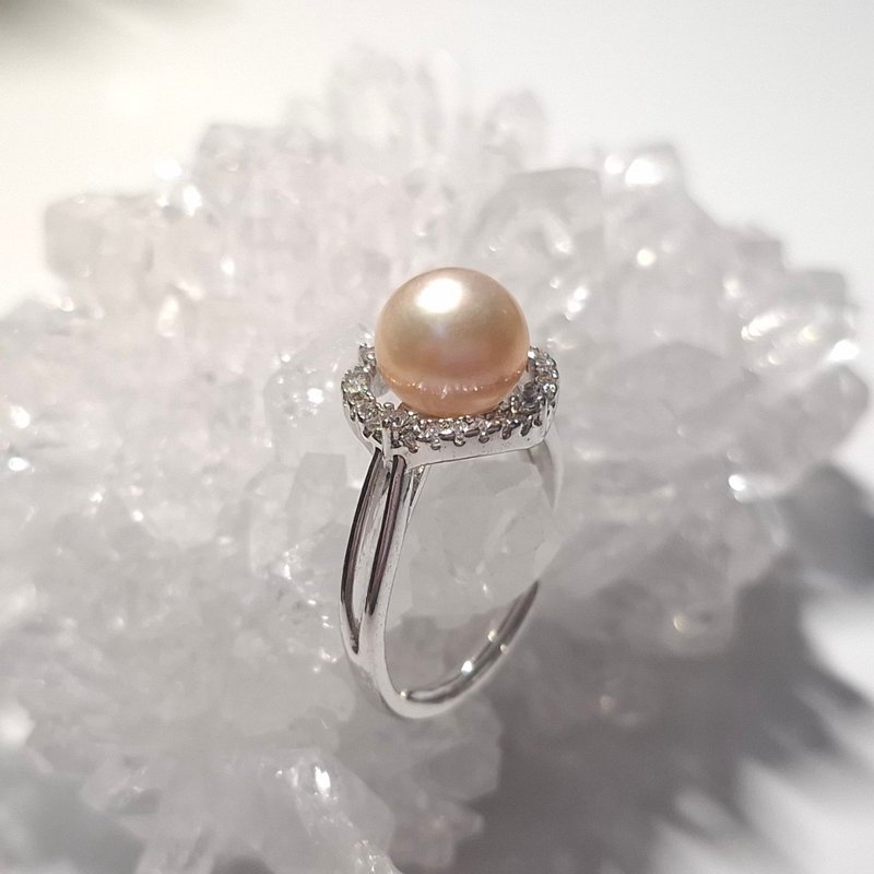 环钻淡水珍珠纯银戒指 - 戒指 - 珍珠 