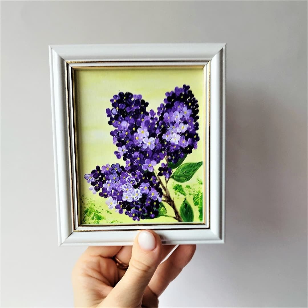 丁香花束原创小画。花束是一件艺术品。花墙装饰 - 墙贴/壁贴 - 压克力 紫色