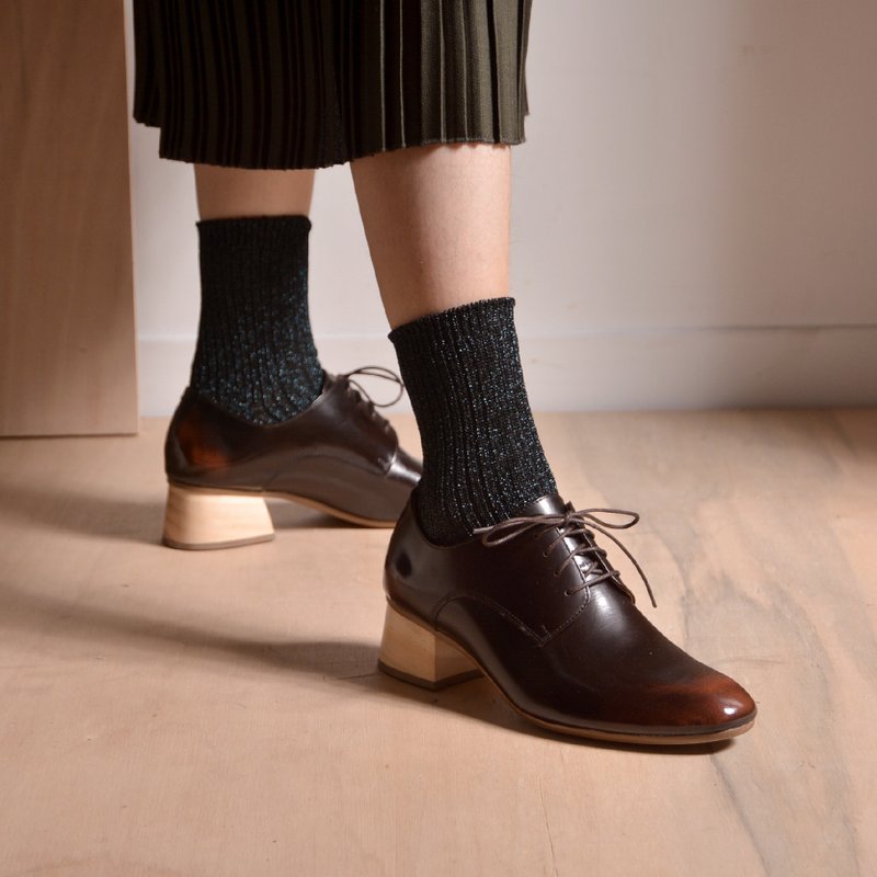 【sample sale】方头德比鞋 BO09棕-出清商品售出后只换货 - 女款休闲鞋 - 真皮 咖啡色