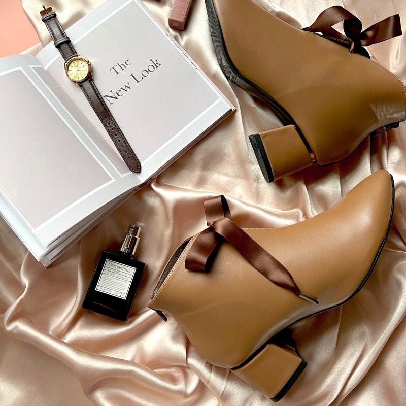 全真皮气垫3ways三穿靴 (单穿/麻绳/缎带) 蜜糖棕 - 女款短靴 - 真皮 咖啡色