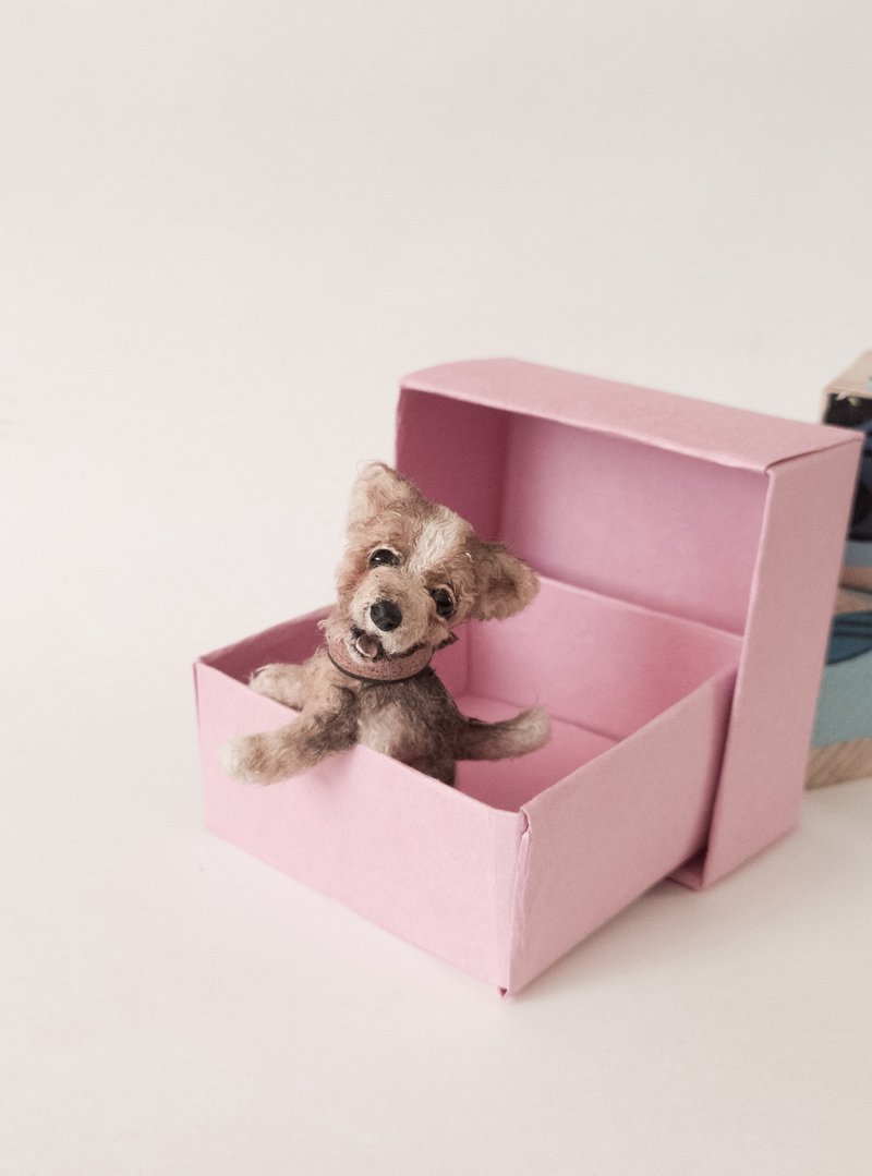 泰迪小狗amigurumi可爱玩具的微型针织收藏小雕像 - 玩偶/公仔 - 羊毛 黑色