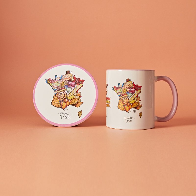食物旅游马克杯 - 法国地图 - 咖啡杯/马克杯 - 瓷 