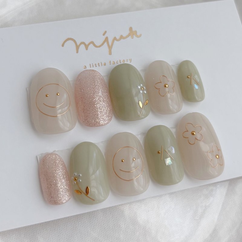 金属丝笑脸指甲 - 指甲油/指甲贴 - 其他材质 绿色