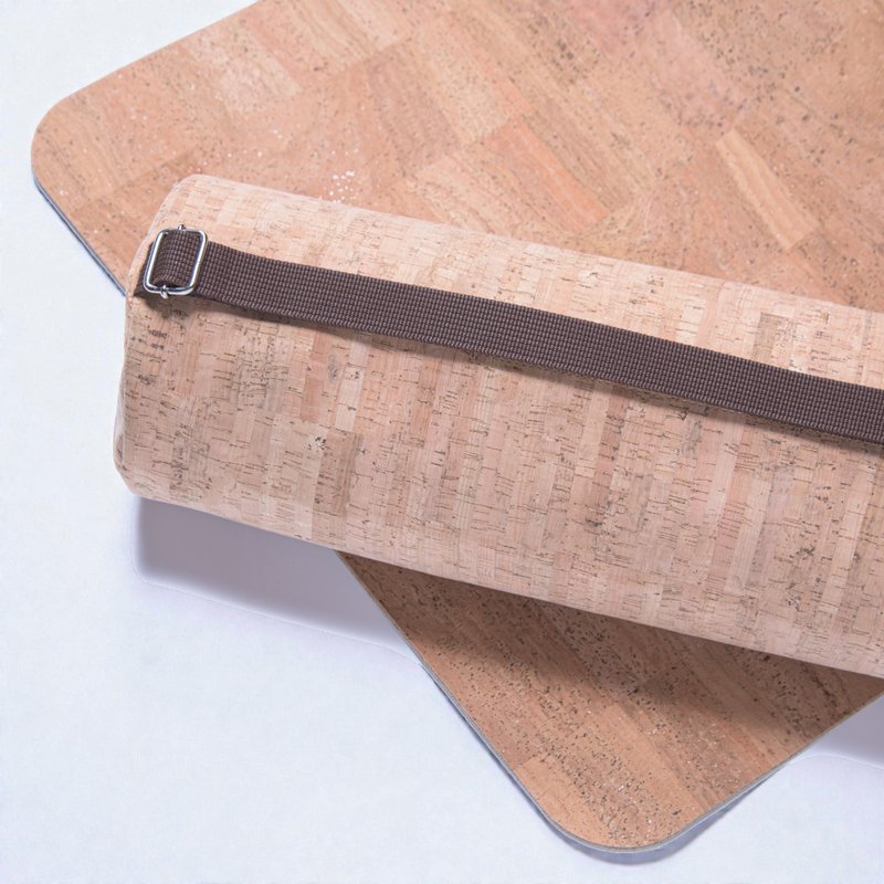软木皮革瑜珈垫与收纳袋 - 瑜珈垫 - 环保材料 咖啡色