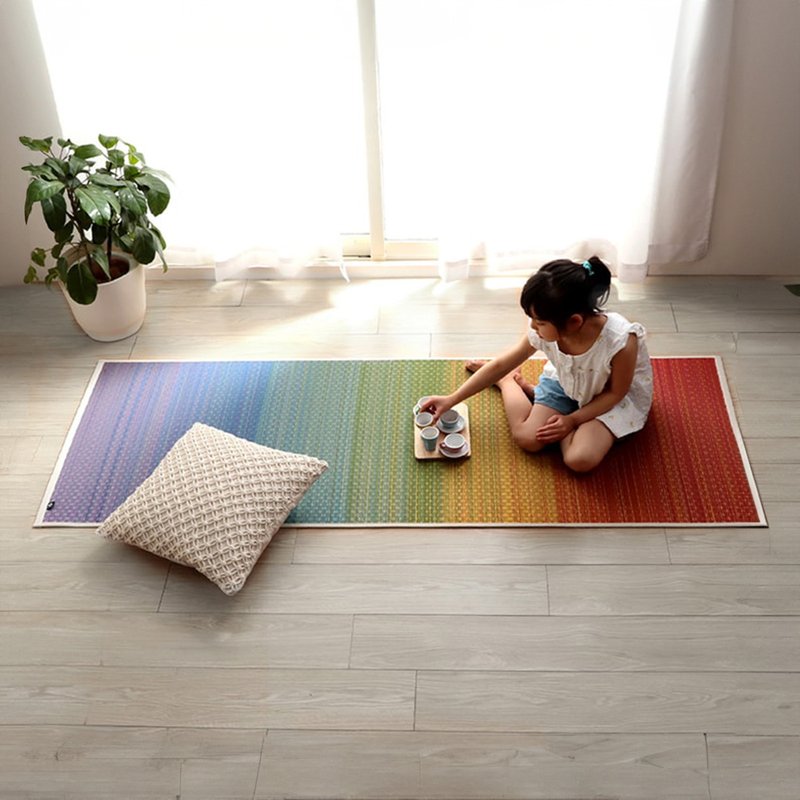 【渐层工艺】蔺草瑜珈垫Chakra 彩虹脉轮瑜珈垫 66x185cm适合各动 - 瑜珈垫 - 植物．花 