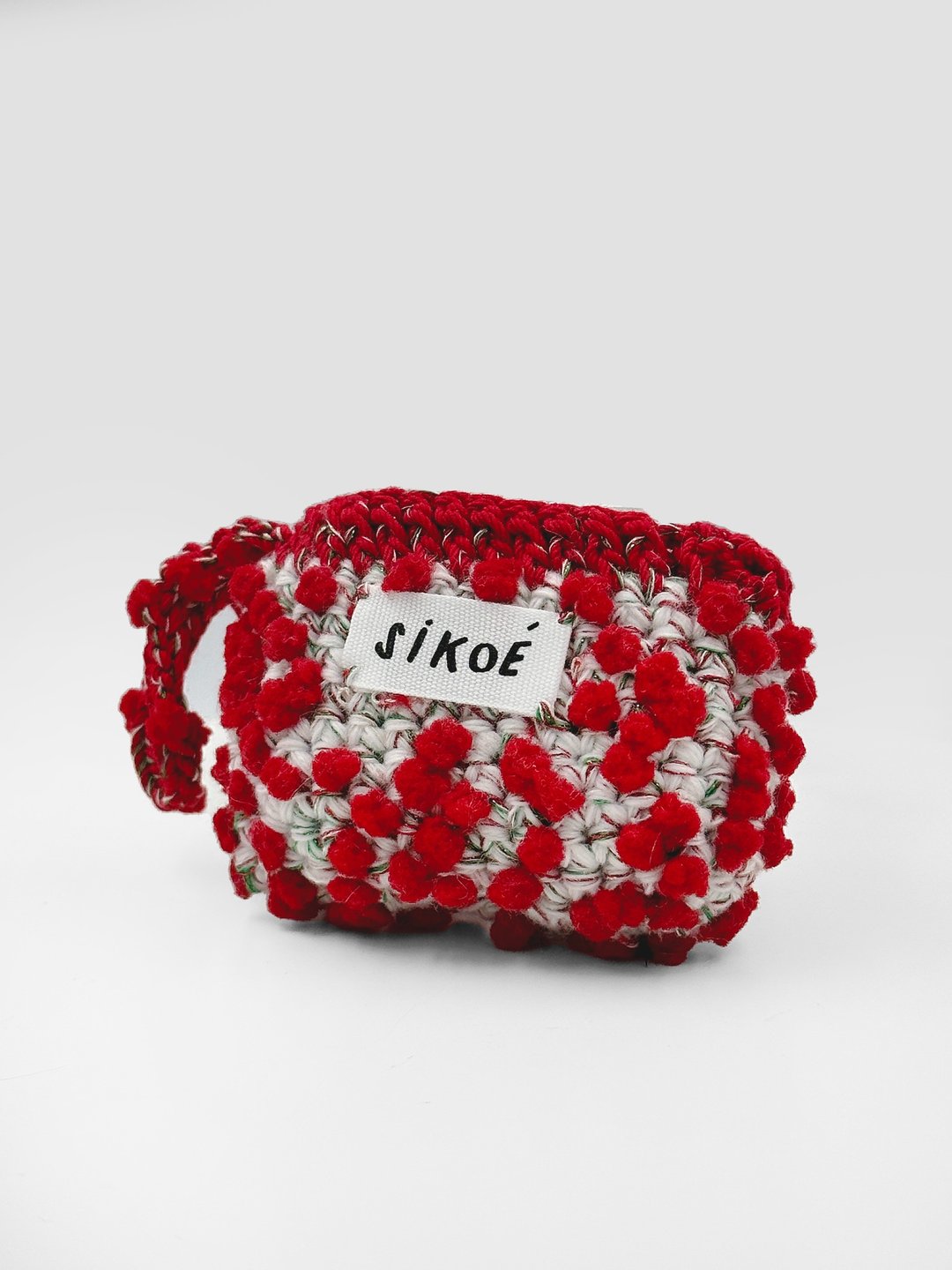 POM-POM pot for AirPods_ Red Christmas - 耳机收纳 - 绣线 红色