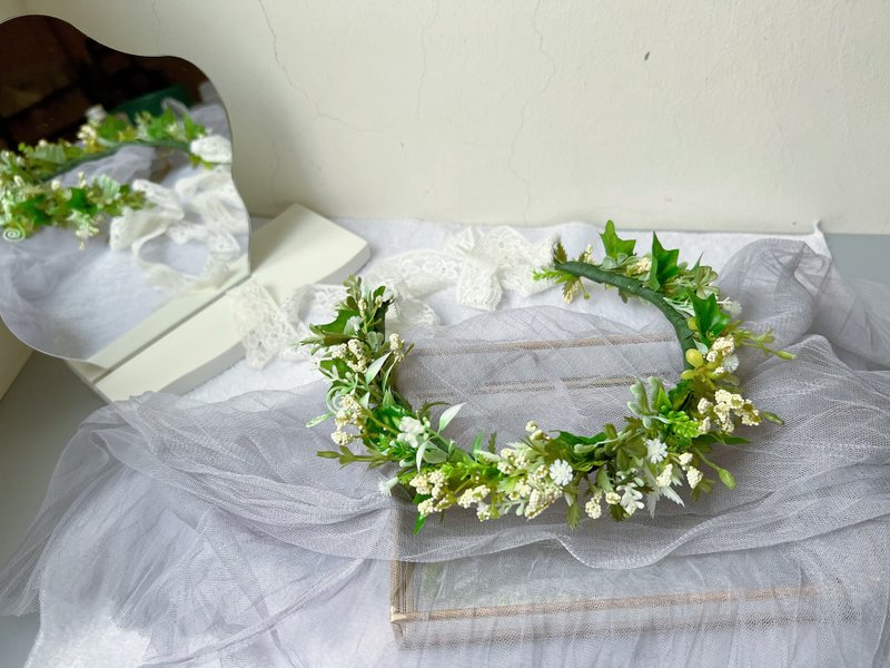 【flower-of-life】森林系花头环 新娘头花 毕业拍摄 - 干燥花/捧花 - 植物．花 绿色