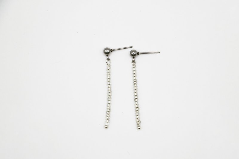 银色串串 _ 手工耳环 - 耳环/耳夹 - 玻璃 银色