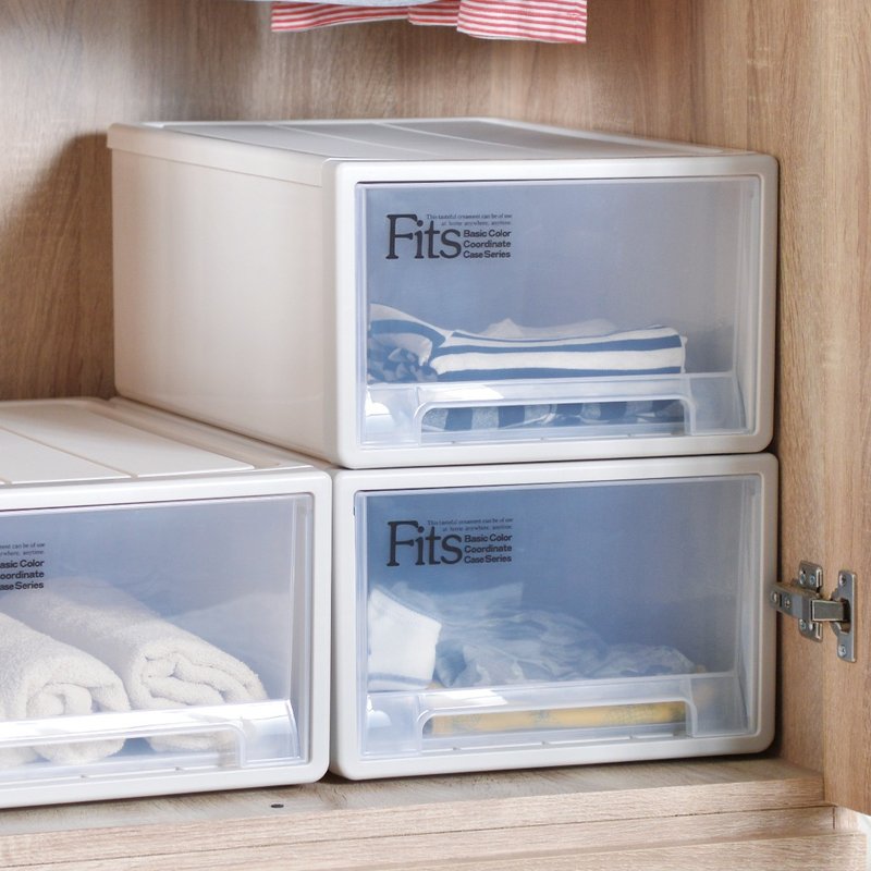 日本天马 Fits随选系列33宽单层抽屉收纳箱 3入 - 收纳用品 - 塑料 卡其色
