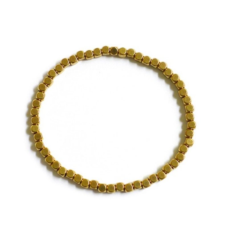 Ficelle |手工制作黄铜天然石手链|【黄铜】铜话 – 小方块 - 手链/手环 - 其他金属 金色