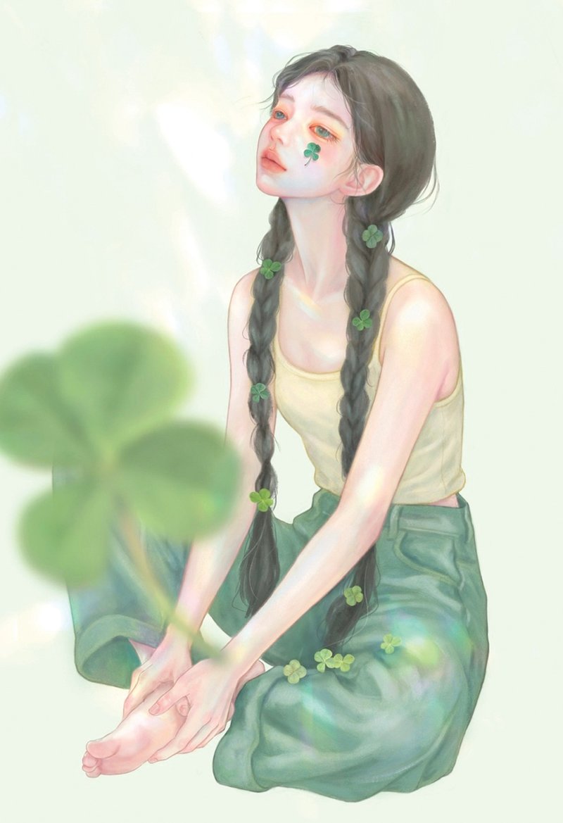 幸运草 - 贴纸 - 纸 绿色