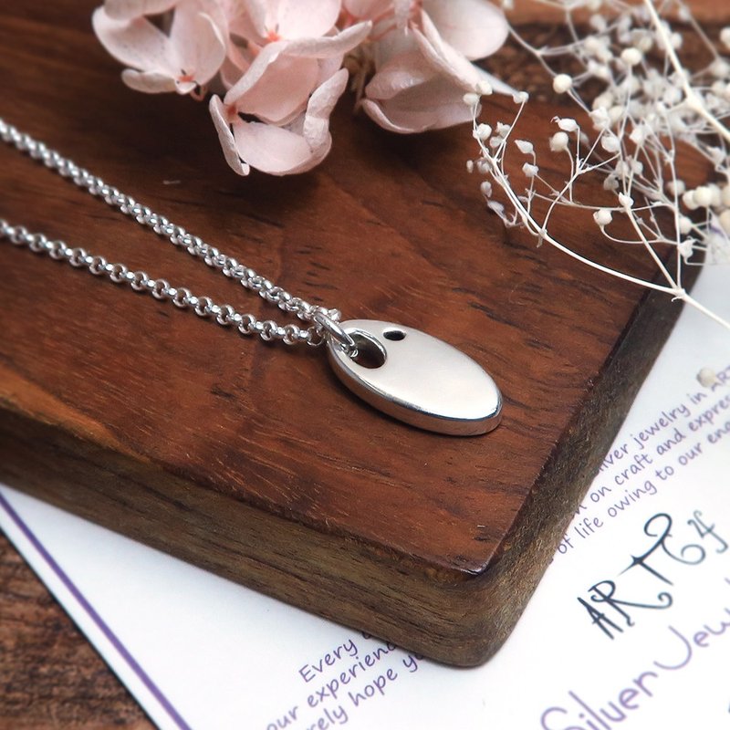 雪的记忆 925纯银项链 椭圆形 女款 16寸 女生项链 情人节礼物 - 项链 - 纯银 银色