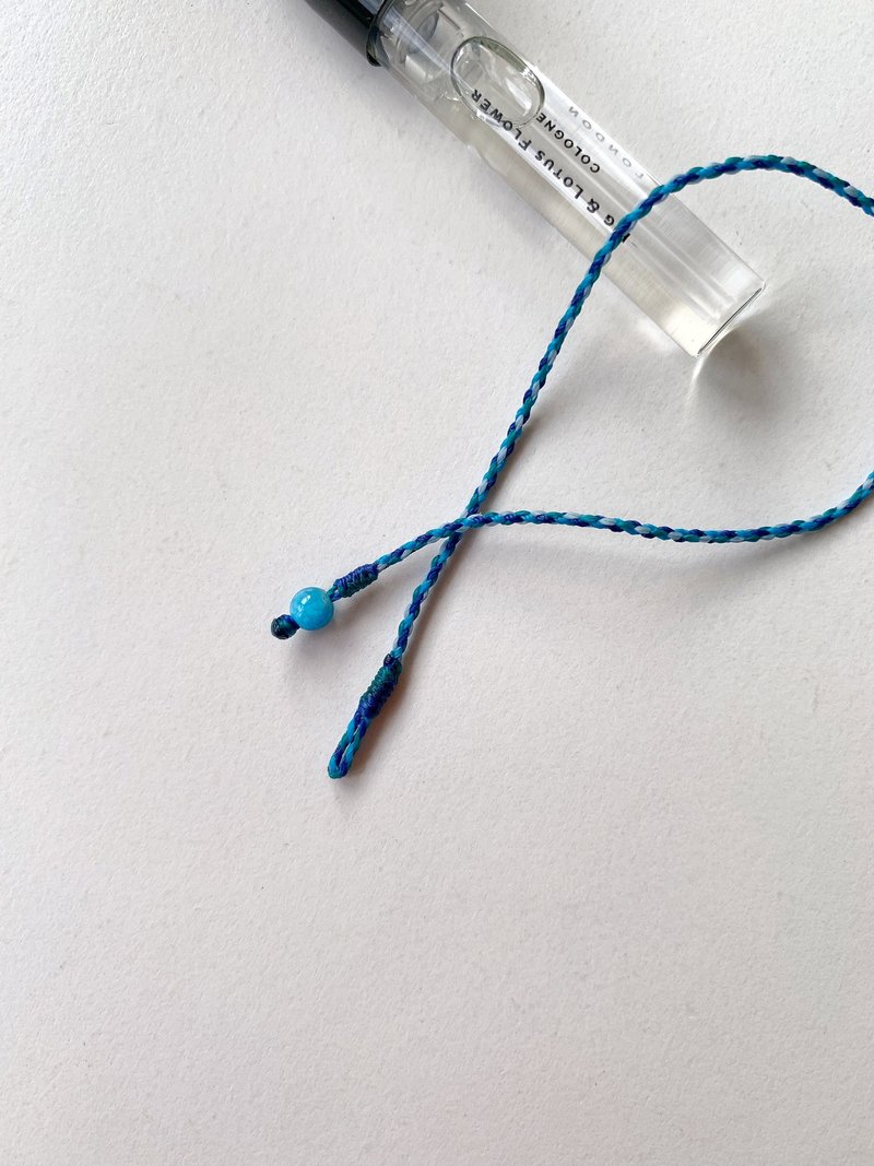 磷灰石 宝蓝+天空蓝+粉蓝+人鱼蓝绿 四股编 极细 / 蓝色海洋行星 - 手链/手环 - 其他材质 蓝色