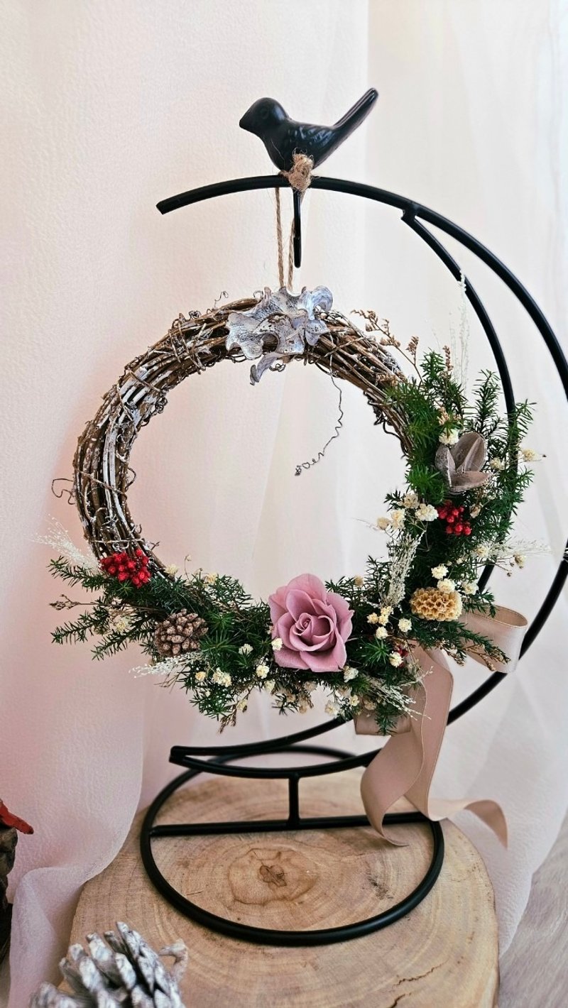 【日本永生花】不凋花玫瑰圣诞花圈  送礼 圣诞礼物 - 干燥花/捧花 - 植物．花 