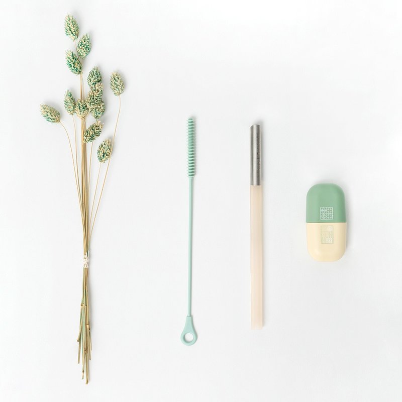 老屋颜窗花联名款 | UiU 环保便携吸管 + 多功能清 - 咖啡杯/马克杯 - 硅胶 黄色