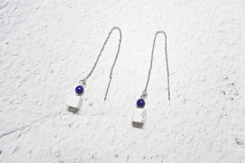 【韵】天然石耳链 - 耳环/耳夹 - 其他金属 蓝色