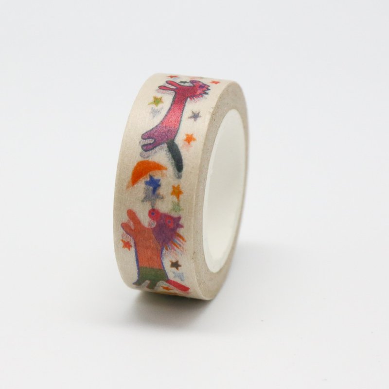 【彩色奔驰小马胶带一入 (白底小马) 】 三明治工X乐山教养院 - 纸胶带 - 纸 多色