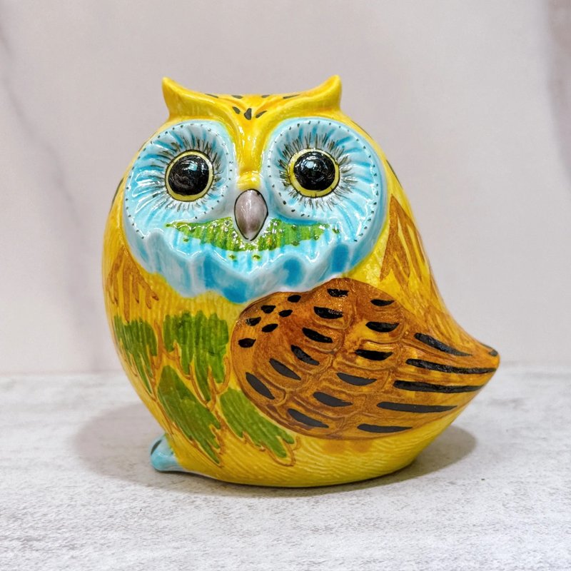 【黄彩福鹰】日本九谷烧猫头鹰 | 黄彩 - 摆饰 - 瓷 黄色