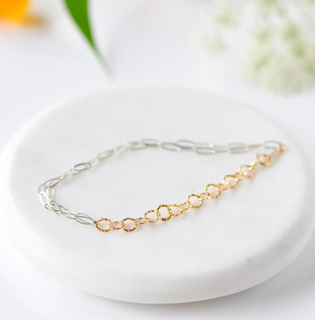 Gold x Silver MIX Bracelet 14kgfxSV925 - 手链/手环 - 其他金属 