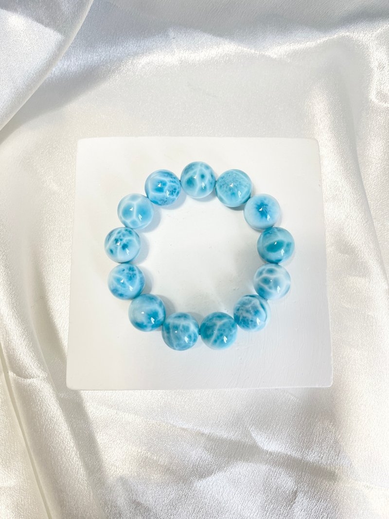 【圣诞礼物】多米尼加共和国 火山蓝海纹石 天然极品拉利玛 - 手链/手环 - 水晶 蓝色