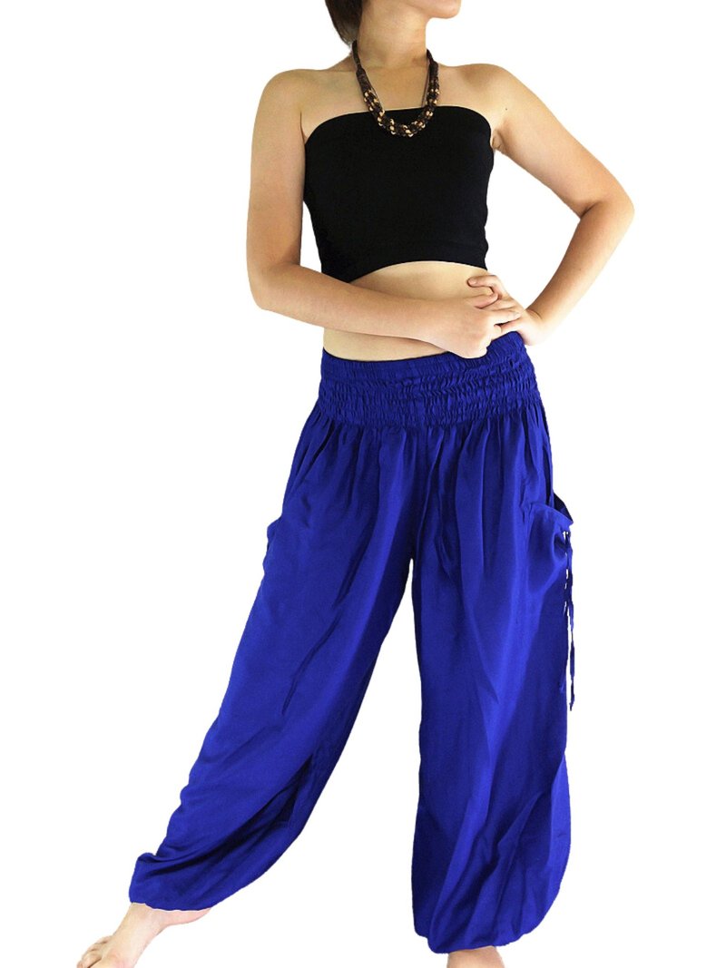 Harem Pants Women Clothing Yoga Pants Aladdin Pants Genie Pant Rayon Trousers - 男士长裤 - 其他材质 蓝色