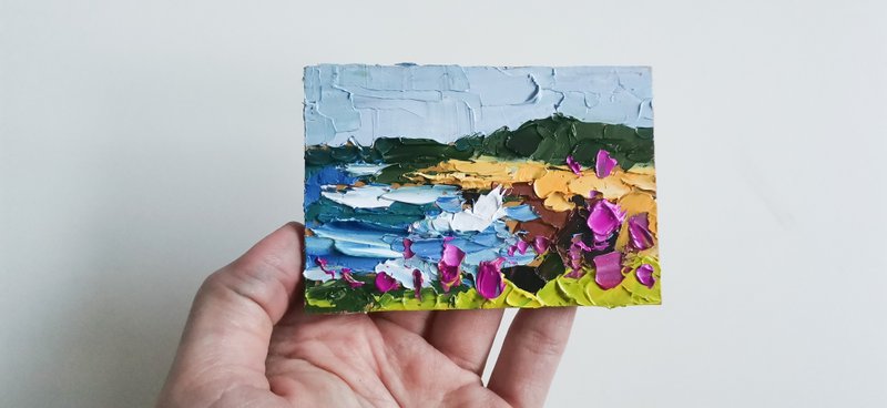 海景油画 油画原作 Original Art Impasto 油画罂粟艺术 by Verafe - 海报/装饰画/版画 - 其他材质 蓝色