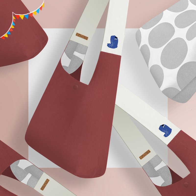 【 圣诞礼物 x 双面可用 】腿毛 x 厚磅夹心撞色帆布包－覆盆莓 - 侧背包/斜挎包 - 棉．麻 红色