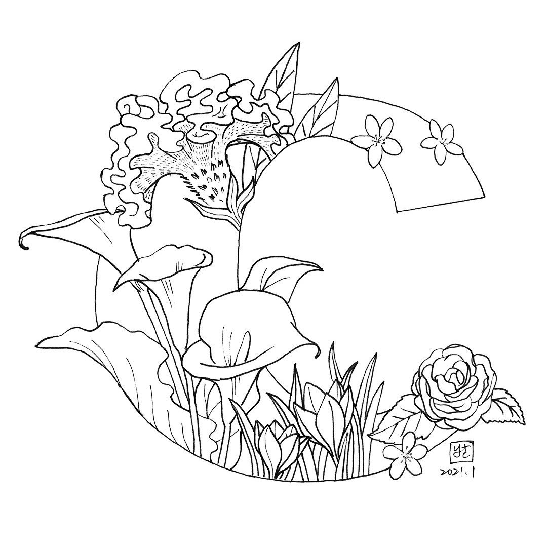 定制花卉字母插画设计 - Logo 设计/图案设计 - 其他材质 