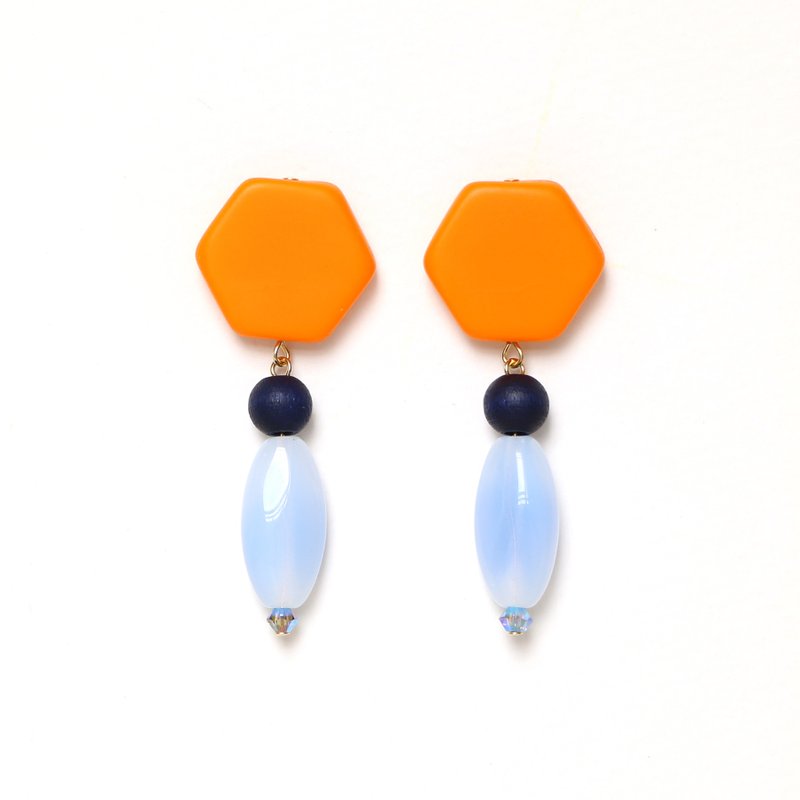 sea ​​sunset bead earrings · earrings - 耳环/耳夹 - 其他材质 橘色
