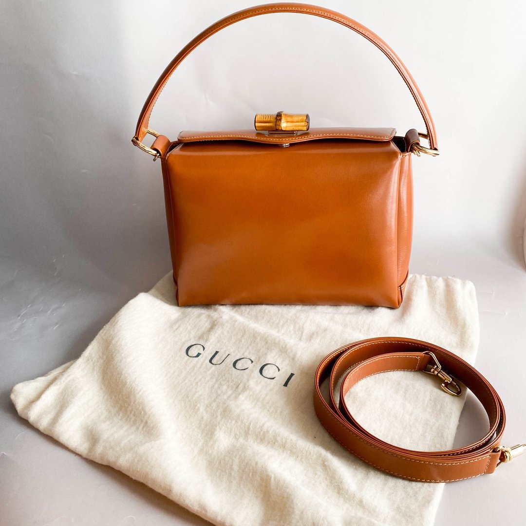 中古Gucci│啡色包包│侧背包│手提包│古着包│手袋│Bamboo - 侧背包/斜挎包 - 真皮 咖啡色