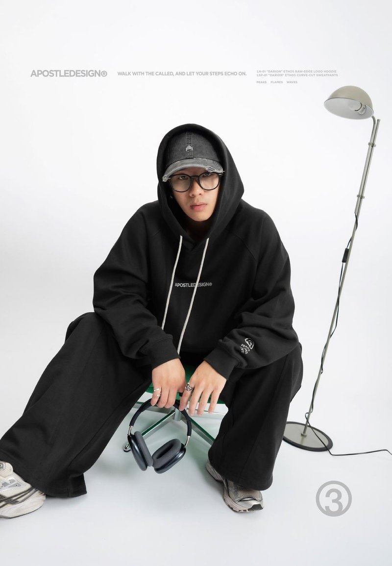 25AW LH-01 DARION Ethos Raw-Edge Logo Hoodie - 女装上衣 - 棉．麻 