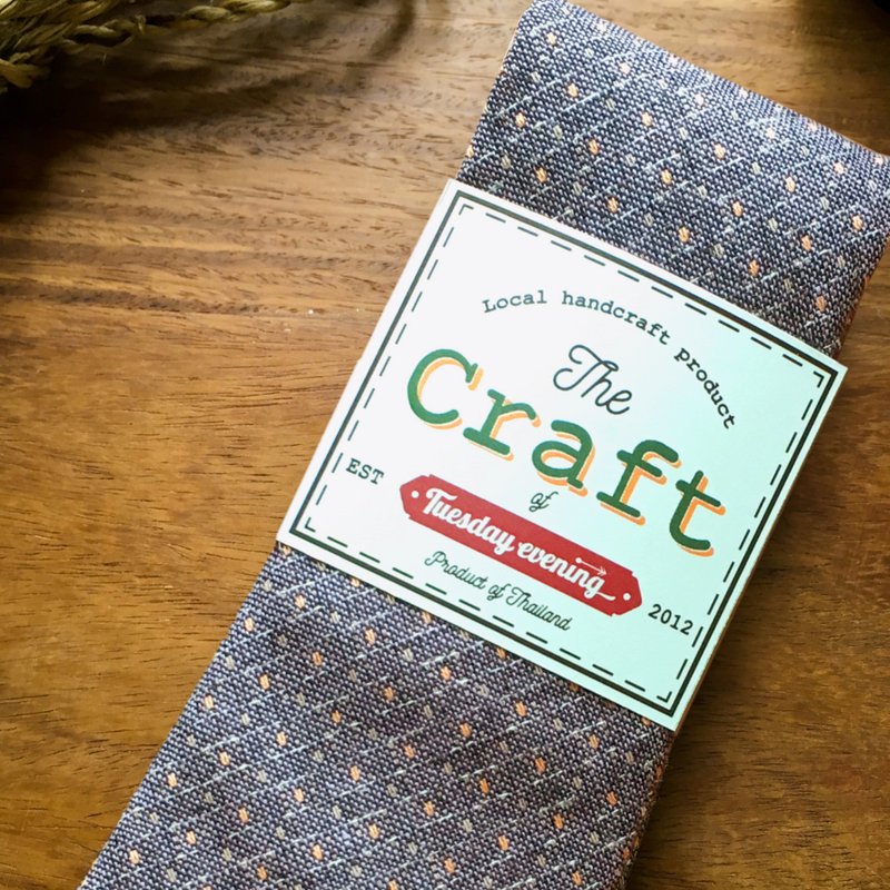 The Craft Purple Grey with Stitchy Dot Necktie - 领带/领带夹 - 棉．麻 灰色