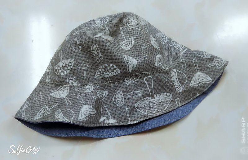 质感灰色蘑菇 牛仔蓝双面渔夫帽 遮阳帽 - 帽子 - 棉．麻 蓝色