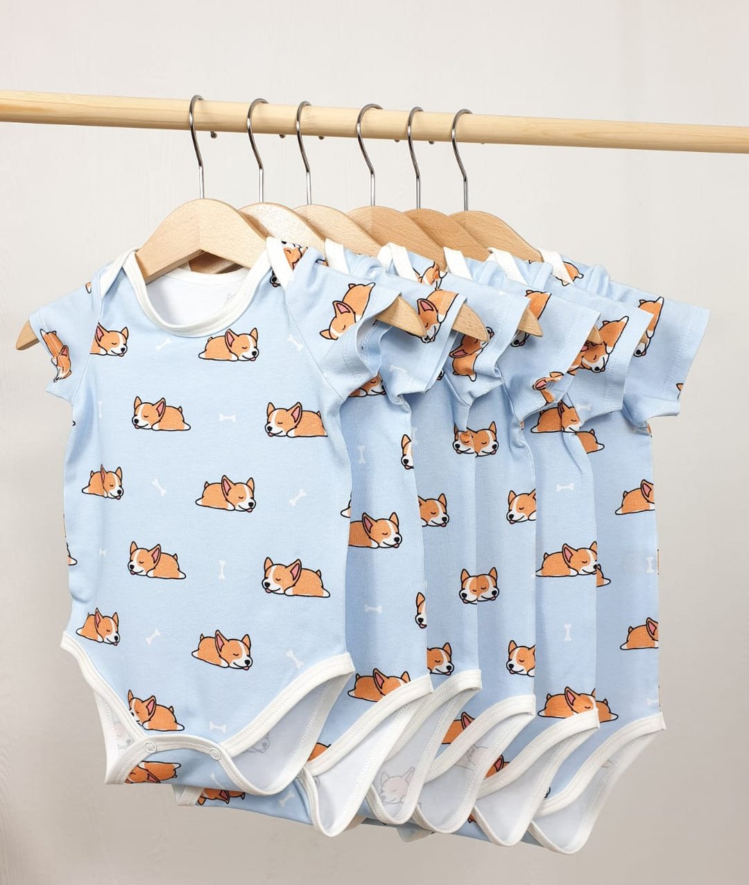 Corgi baby bodysuit, baby boy bodysuit, baby girl bodysuit, baby onesie - 包屁衣/连体衣 - 棉 多色