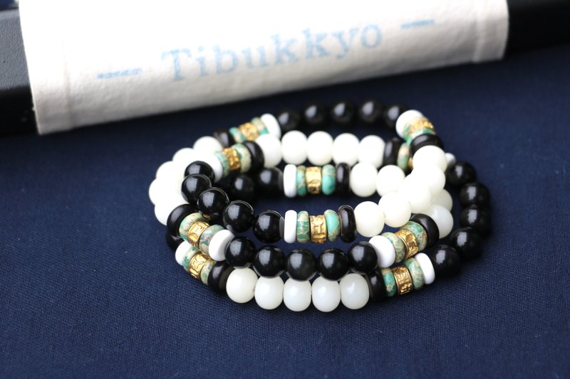 高抛白玉菩提子 黑耀石 定制化串珠配件饰品穿搭时尚手链手环青春 - 手链/手环 - 植物．花 