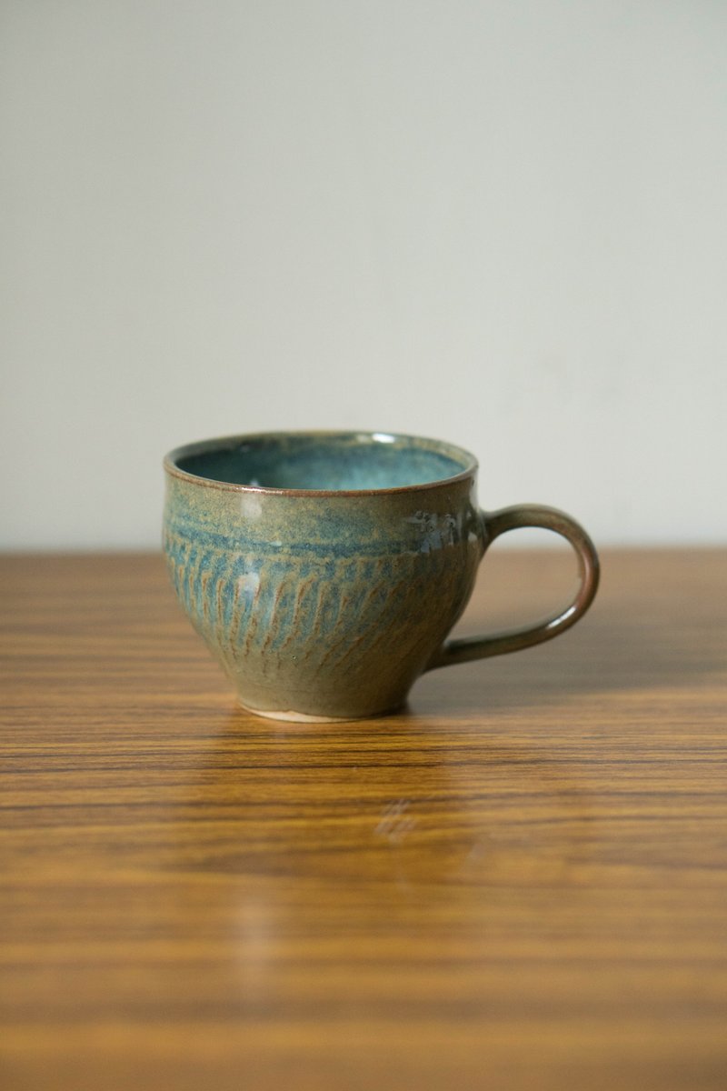 蓝绿小咖啡杯 - 咖啡杯/马克杯 - 陶 绿色