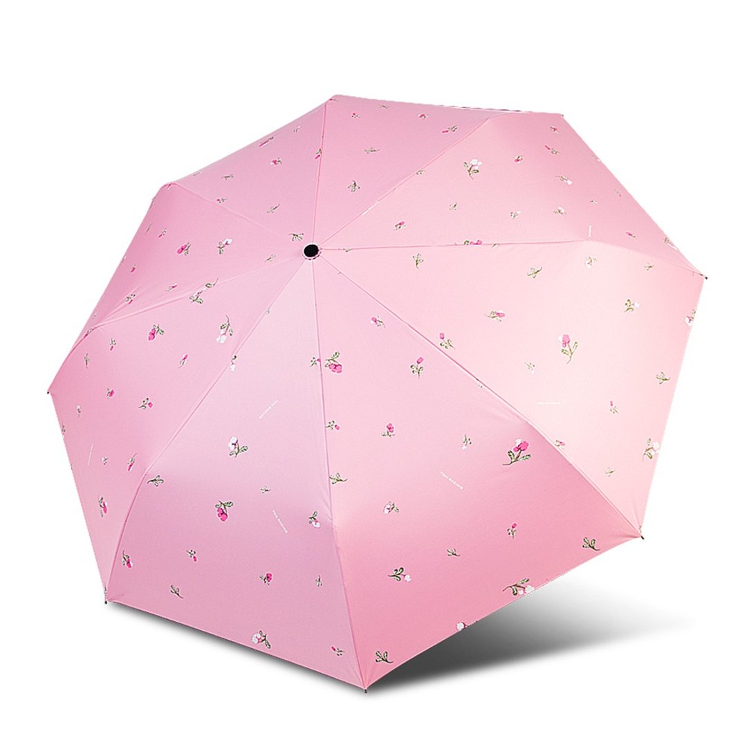 【TDN】铃兰花UL超轻易开收降温三折伞黑胶晴雨伞(玫瑰粉) - 雨伞/雨衣 - 防水材质 粉红色