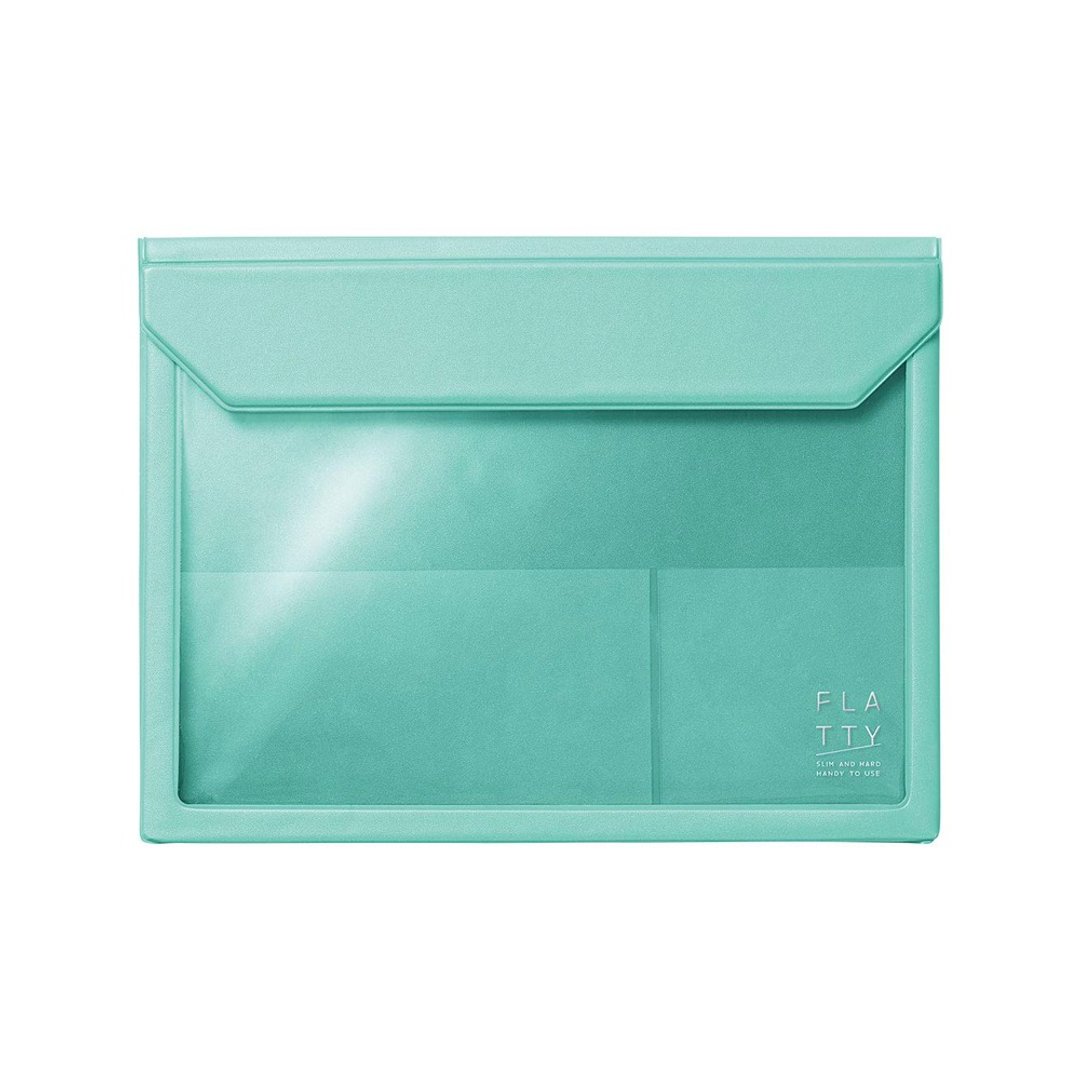 【KING JIM】FLATTY多用途收纳袋 薄荷绿A5 - 文件夹/资料夹 - 塑料 绿色