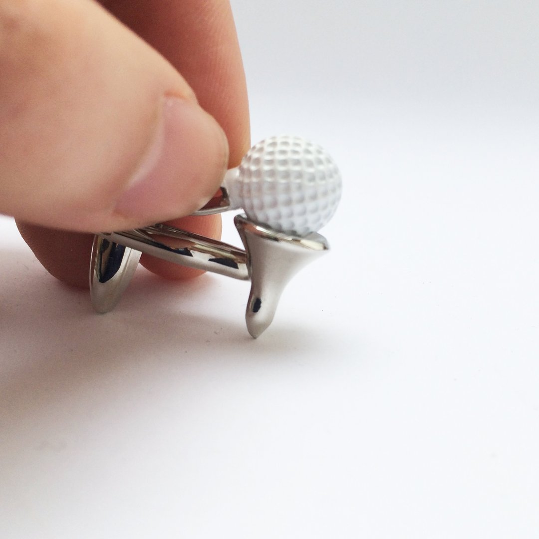 高尔夫球及高尔夫球托袖扣 Golf Cufflink - 袖扣 - 其他金属 