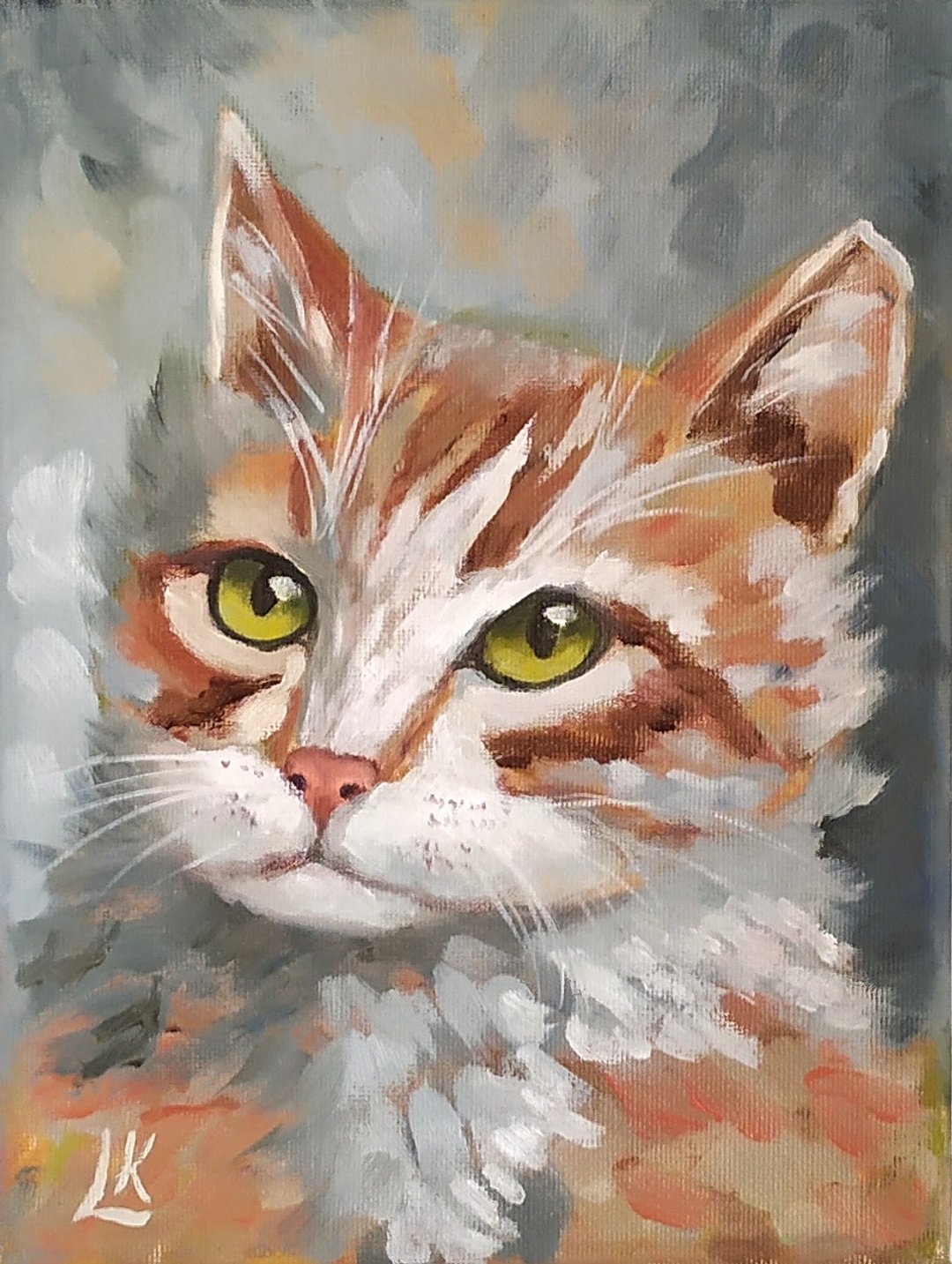 猫油画原创宠物肖像画 24*18 厘米红猫艺术 - 墙贴/壁贴 - 棉．麻 多色