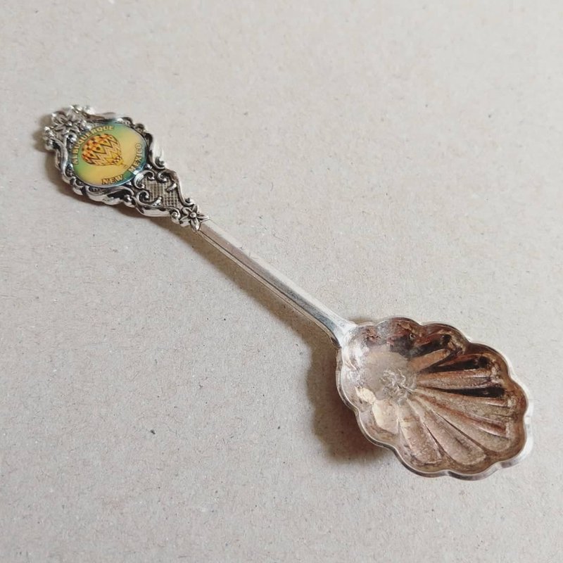 美国古董老物 New Mexico Albuquerque 热气球纪念银质茶汤匙 - 餐刀/叉/匙组合 - 银 银色