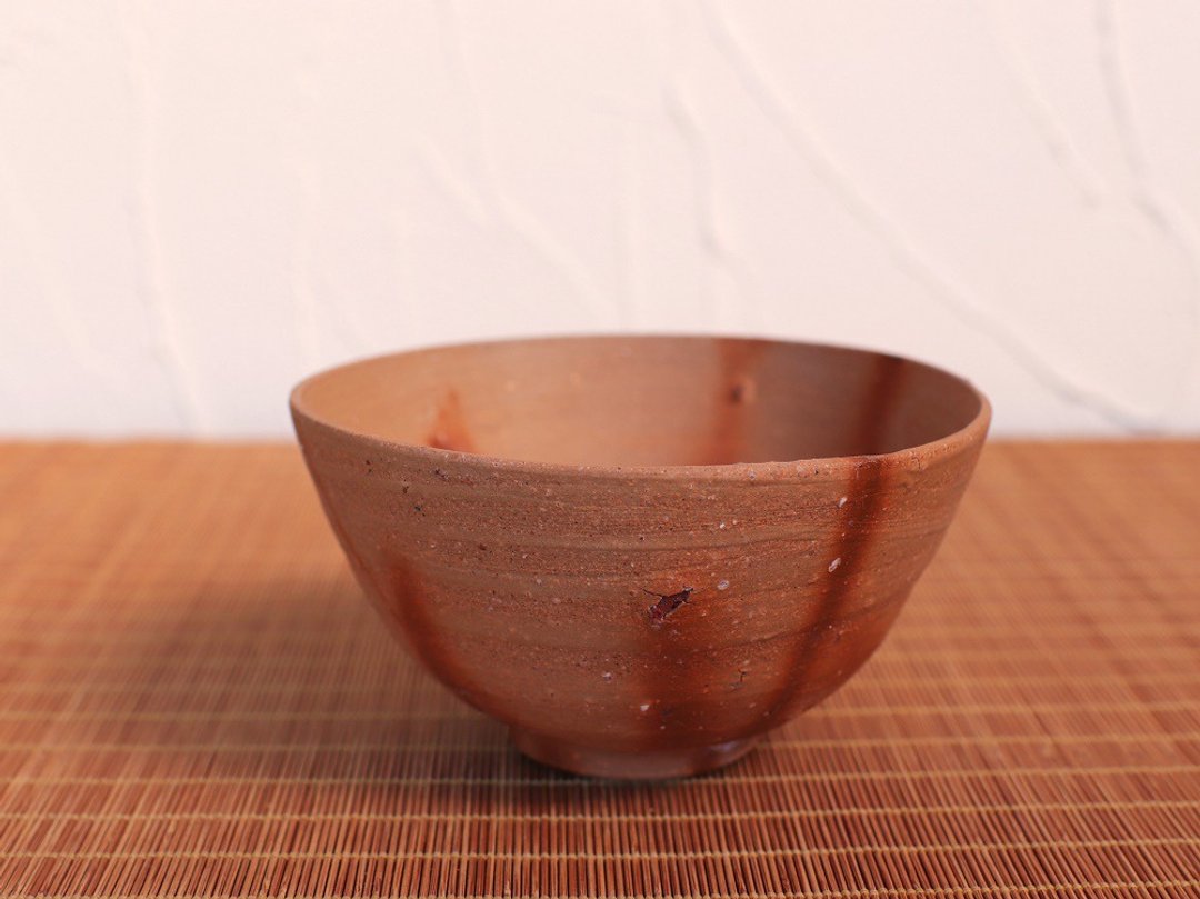 Bizen ware rice bowl / hidasuki (middle) m2-028 - 碗 - 陶 橘色