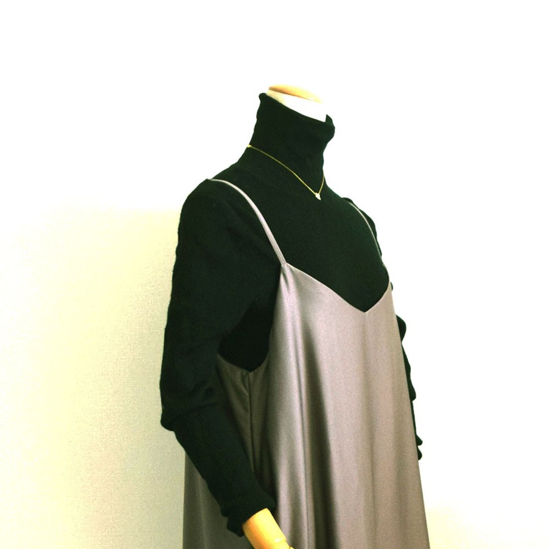 Satin camisole flare maxi dress khakish mocha made-to-order - 洋装/连衣裙 - 其他材质 卡其色