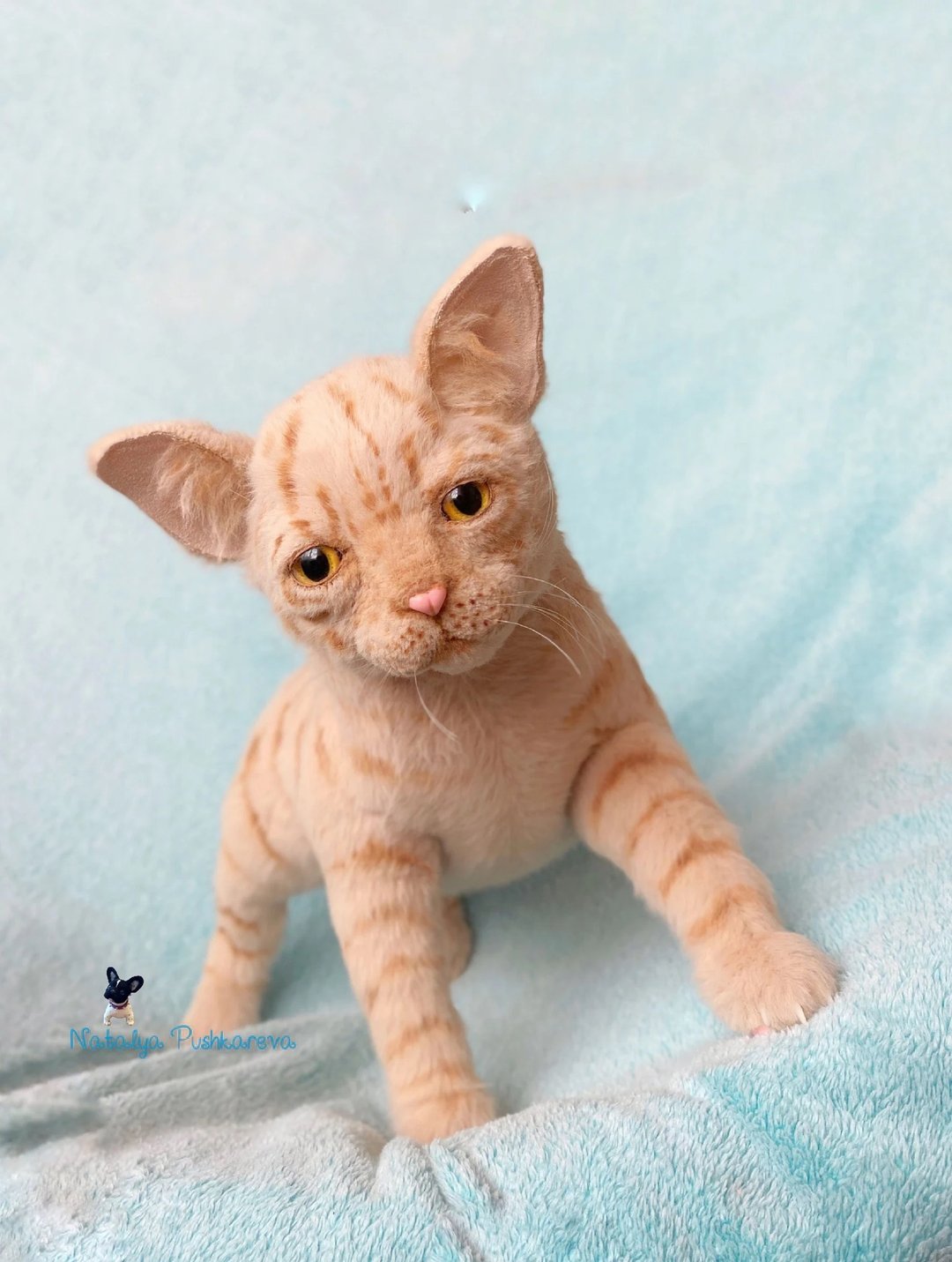 逼真的玩具猫红猫毛绒玩具 - 玩偶/公仔 - 聚酯纤维 白色