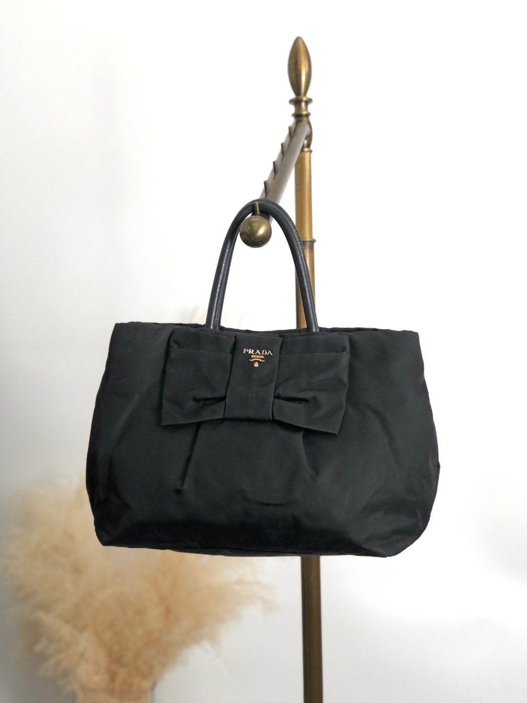 【 日本直送 名牌中古包 】PRADA 普拉达 手提包 黑色 Logo 尼龙 vintage 古着 复古 embxsx - 手提包/手提袋 - 尼龙 黑色